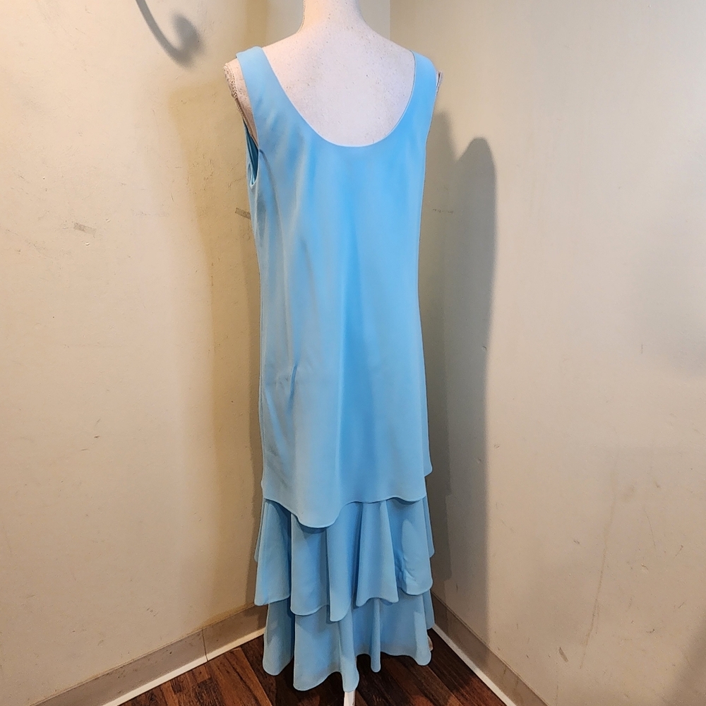CATTIVA Elegant Layered Blue Sleeveless Midi  Dress Size 12 - Picture 7 of 11